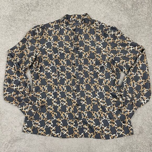 Banana Republic Women’s Small Long Sleeve Button Down Shirt Blouse Chain Link - Picture 1 of 6